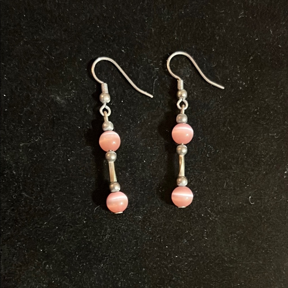 925 Silver Dangle Earrings. PINK